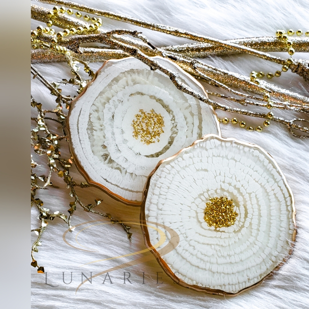 Resin Candle Accent, Large Coaster, Handmade - Picture 2 of 7